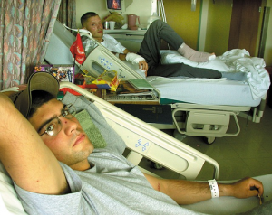 Hospital beds in paint